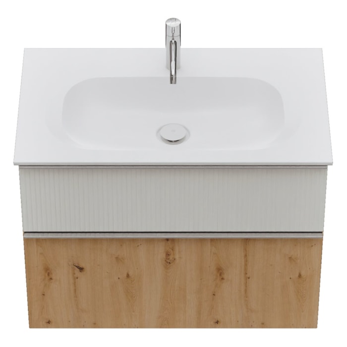 burgbad Fiumo 2.0 Mineralguss-Waschtisch mit Waschtischunterschrank 82 cm, mit Griff G0146