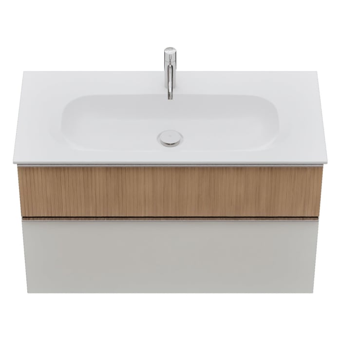 burgbad Fiumo 2.0 Mineralguss-Waschtisch mit Waschtischunterschrank 102 cm, mit Griff G0146