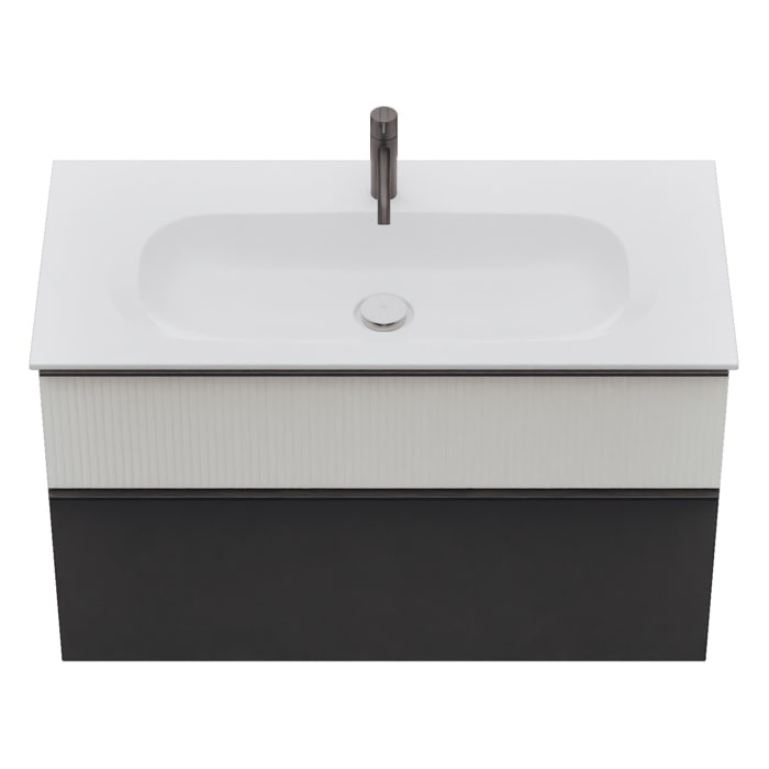 burgbad Fiumo 2.0 Mineralguss-Waschtisch mit Waschtischunterschrank 102 cm, mit Griff G0200