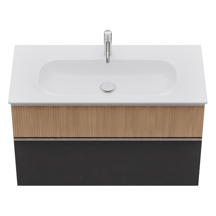 burgbad Fiumo 2.0 Mineralguss-Waschtisch mit Waschtischunterschrank 102 cm, mit Griff G0146