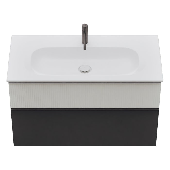 burgbad Fiumo 2.0 Mineralguss-Waschtisch mit Waschtischunterschrank 102 cm, mit Griff G0200