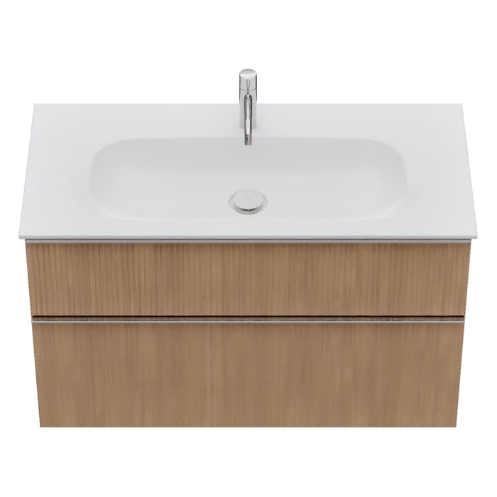 burgbad Fiumo 2.0 Mineralguss-Waschtisch mit Waschtischunterschrank 102 cm, mit Griff G0146