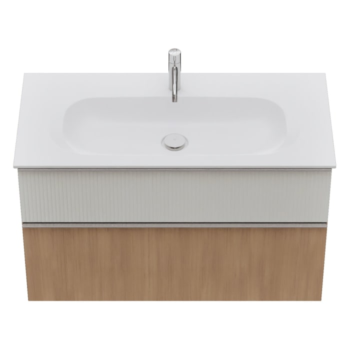 burgbad Fiumo 2.0 Mineralguss-Waschtisch mit Waschtischunterschrank 102 cm, mit Griff G0146