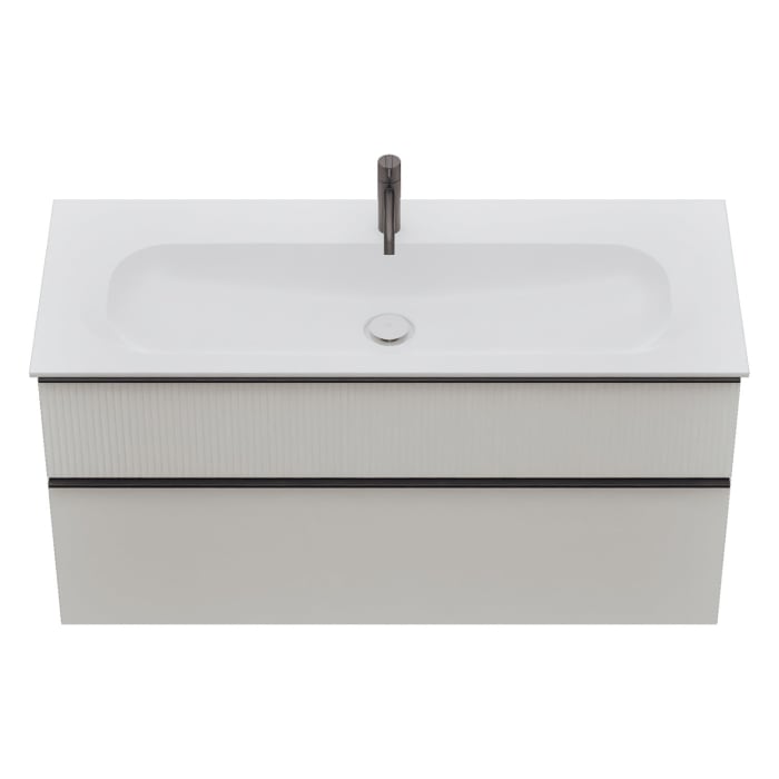 burgbad Fiumo 2.0 Mineralguss-Waschtisch mit Waschtischunterschrank 122 cm, mit Griff G0200