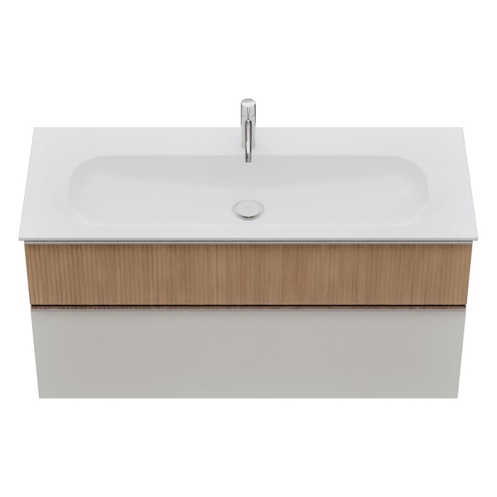 burgbad Fiumo 2.0 Mineralguss-Waschtisch mit Waschtischunterschrank 122 cm, mit Griff G0146