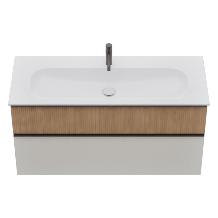 burgbad Fiumo 2.0 Mineralguss-Waschtisch mit Waschtischunterschrank 122 cm, mit Griff G0200