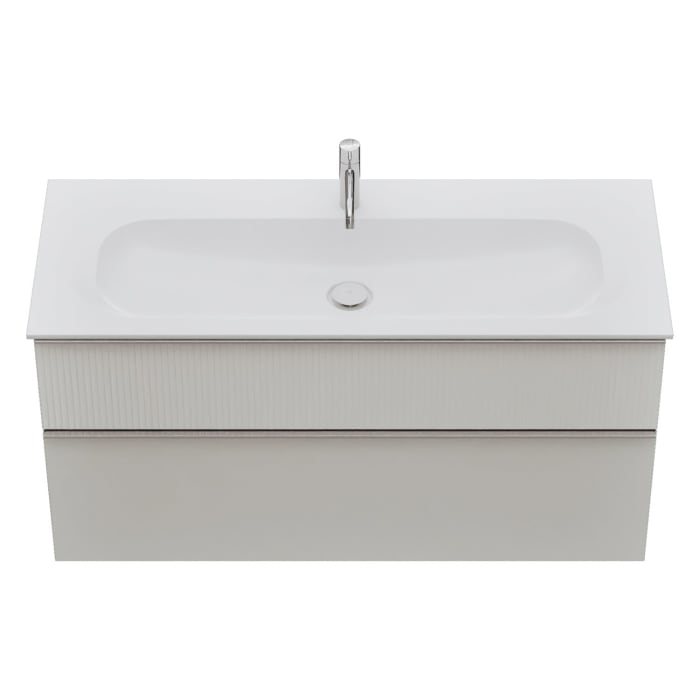 burgbad Fiumo 2.0 Mineralguss-Waschtisch mit Waschtischunterschrank 122 cm, mit Griff G0146