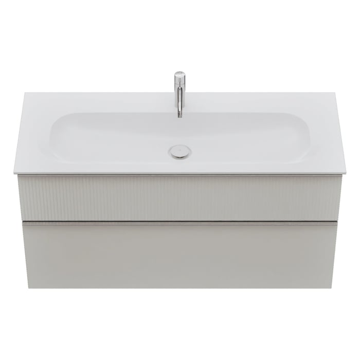 burgbad Fiumo 2.0 Mineralguss-Waschtisch mit Waschtischunterschrank 122 cm, mit Griff G0146