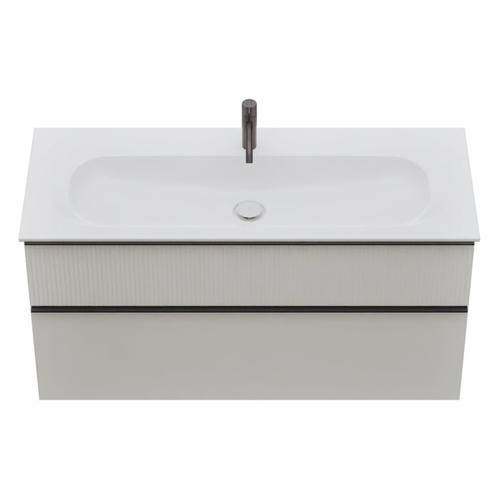 burgbad Fiumo 2.0 Mineralguss-Waschtisch mit Waschtischunterschrank 122 cm, mit Griff G0200