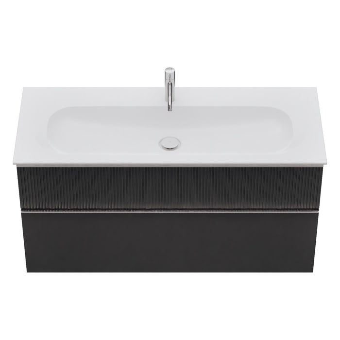 burgbad Fiumo 2.0 Mineralguss-Waschtisch mit Waschtischunterschrank 122 cm, mit Griff G0146