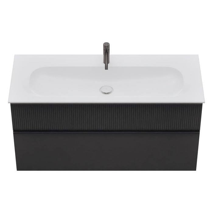 burgbad Fiumo 2.0 Mineralguss-Waschtisch mit Waschtischunterschrank 122 cm, mit Griff G0200