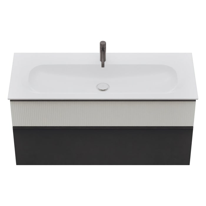 burgbad Fiumo 2.0 Mineralguss-Waschtisch mit Waschtischunterschrank 122 cm, mit Griff G0200