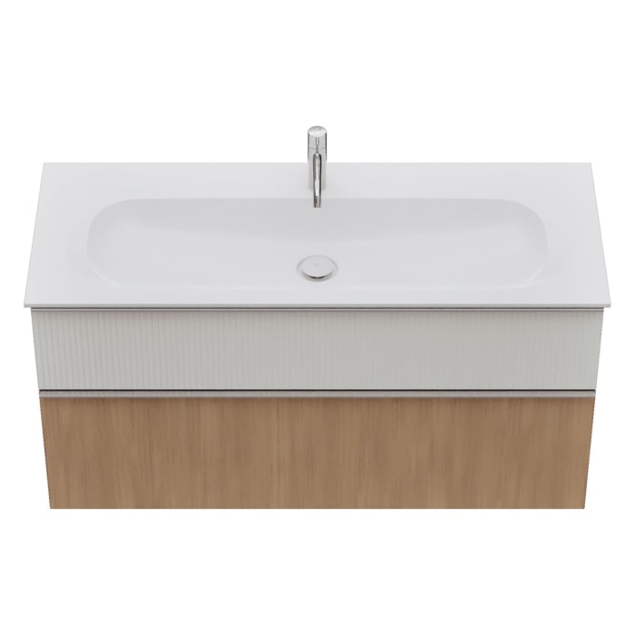 burgbad Fiumo 2.0 Mineralguss-Waschtisch mit Waschtischunterschrank 122 cm, mit Griff G0146