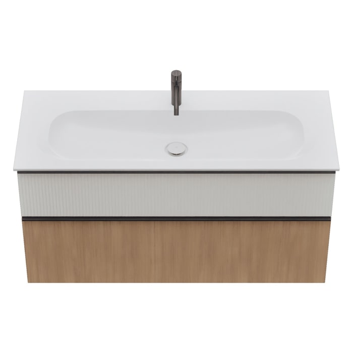 burgbad Fiumo 2.0 Mineralguss-Waschtisch mit Waschtischunterschrank 122 cm, mit Griff G0200