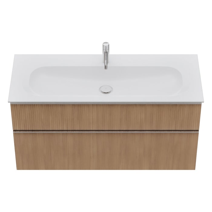 burgbad Fiumo 2.0 Mineralguss-Waschtisch mit Waschtischunterschrank 122 cm, mit Griff G0146