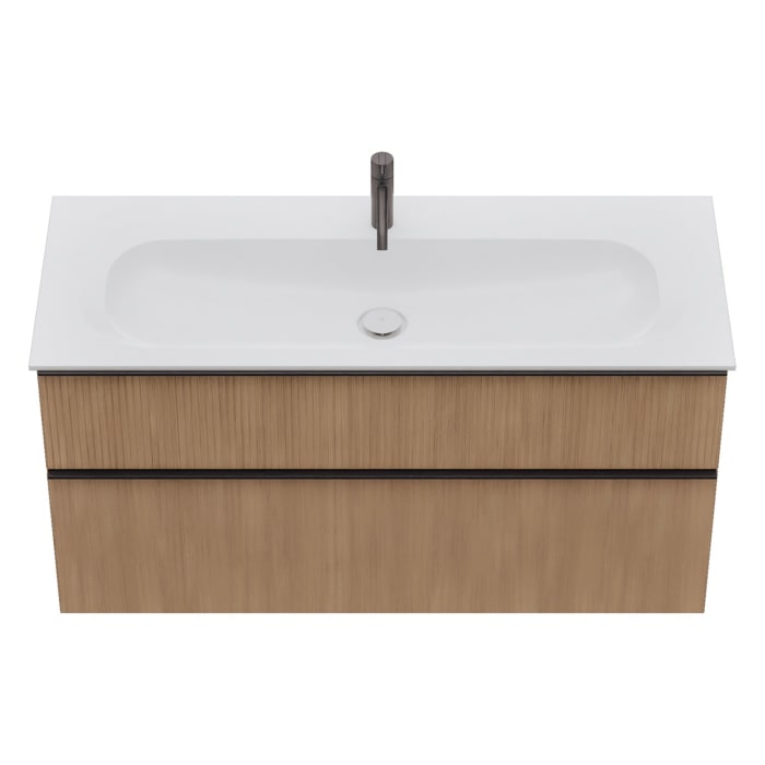 burgbad Fiumo 2.0 Mineralguss-Waschtisch mit Waschtischunterschrank 122 cm, mit Griff G0200