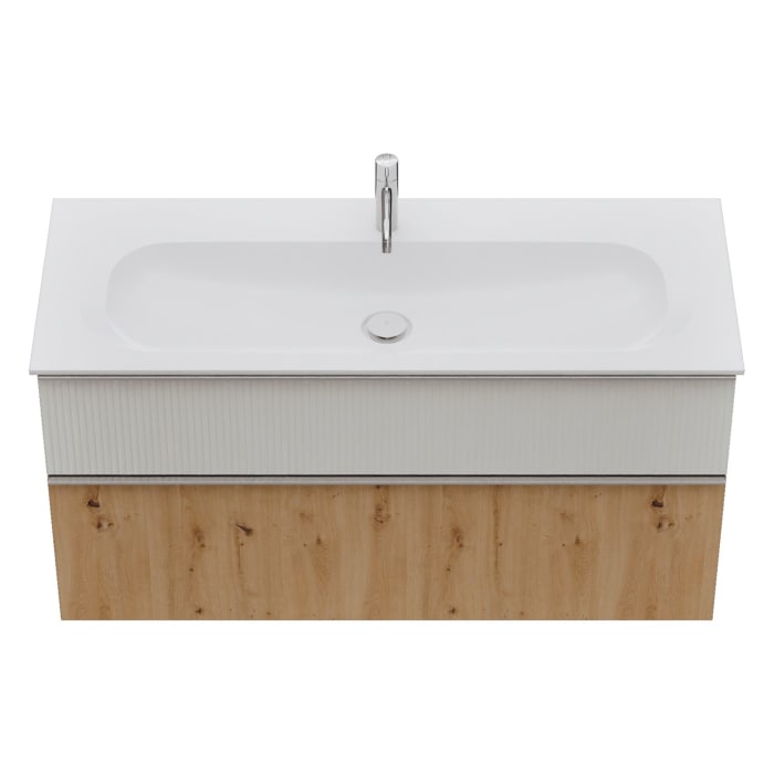 burgbad Fiumo 2.0 Mineralguss-Waschtisch mit Waschtischunterschrank 122 cm, mit Griff G0146