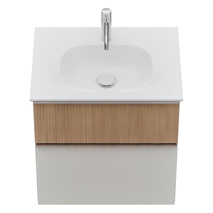 burgbad Fiumo 2.0 Mineralguss-Waschtisch mit Waschtischunterschrank 62 cm, mit Griff G0146