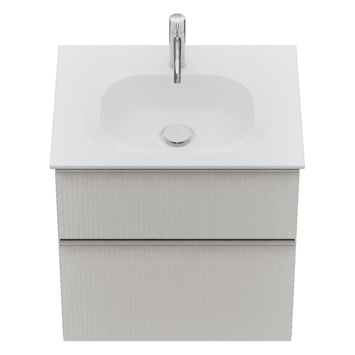 burgbad Fiumo 2.0 Mineralguss-Waschtisch mit Waschtischunterschrank 62 cm, mit Griff G0146