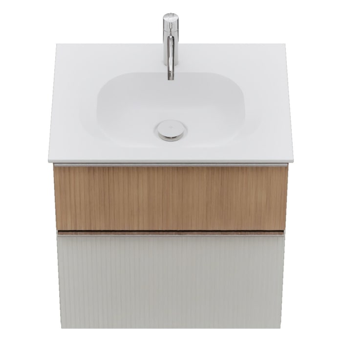 burgbad Fiumo 2.0 Mineralguss-Waschtisch mit Waschtischunterschrank 62 cm, mit Griff G0146