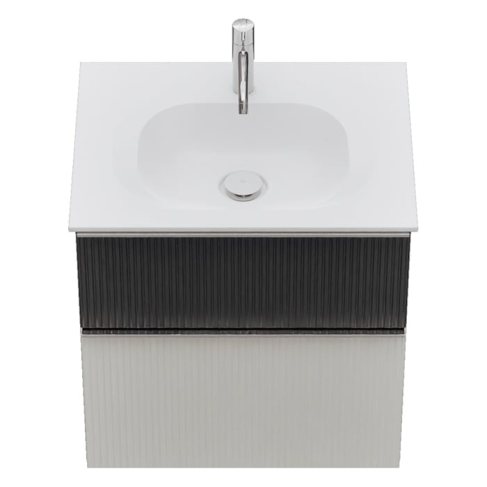 burgbad Fiumo 2.0 Mineralguss-Waschtisch mit Waschtischunterschrank 62 cm, mit Griff G0146