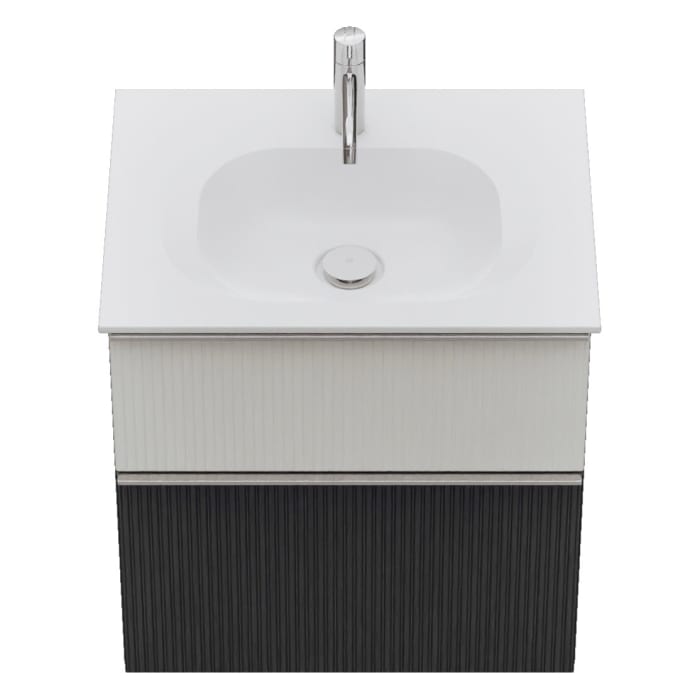 burgbad Fiumo 2.0 Mineralguss-Waschtisch mit Waschtischunterschrank 62 cm, mit Griff G0146