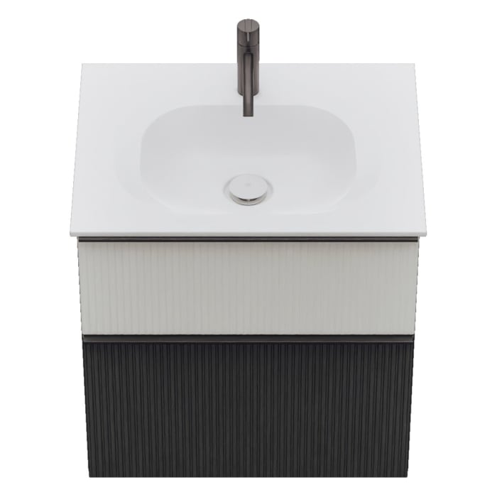 burgbad Fiumo 2.0 Mineralguss-Waschtisch mit Waschtischunterschrank 62 cm, mit Griff G0200