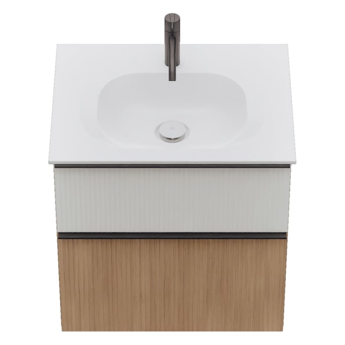 burgbad Fiumo 2.0 Mineralguss-Waschtisch mit Waschtischunterschrank 62 cm, mit Griff G0200