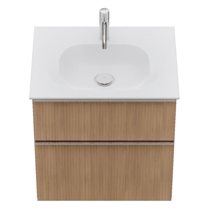 burgbad Fiumo 2.0 Mineralguss-Waschtisch mit Waschtischunterschrank 62 cm, mit Griff G0146