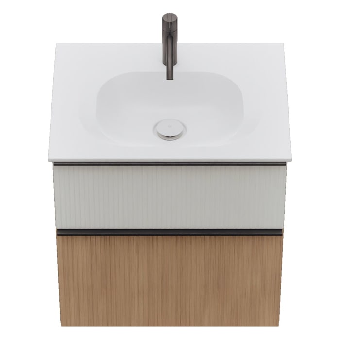 burgbad Fiumo 2.0 Mineralguss-Waschtisch mit Waschtischunterschrank 62 cm, mit Griff G0200