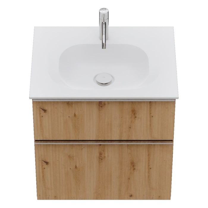 burgbad Fiumo 2.0 Mineralguss-Waschtisch mit Waschtischunterschrank 62 cm, mit Griff G0146