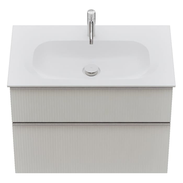 burgbad Fiumo 2.0 Mineralguss-Waschtisch mit Waschtischunterschrank 82 cm, mit Griff G0146