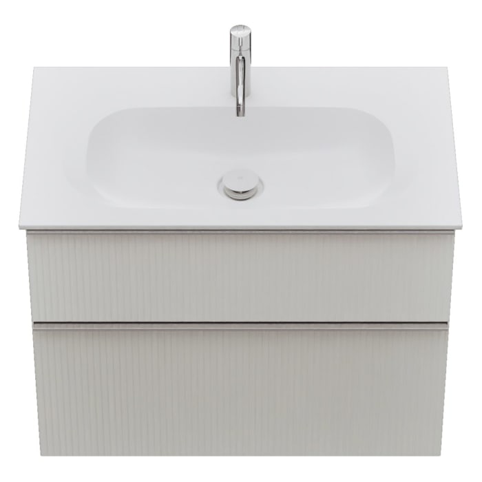 burgbad Fiumo 2.0 Mineralguss-Waschtisch mit Waschtischunterschrank 82 cm, mit Griff G0146