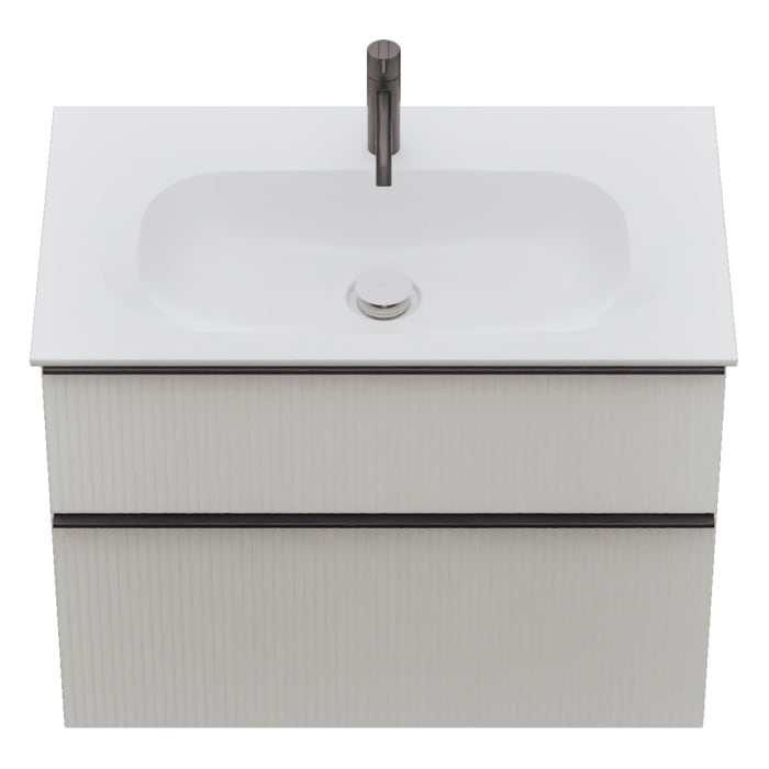 burgbad Fiumo 2.0 Mineralguss-Waschtisch mit Waschtischunterschrank 82 cm, mit Griff G0200