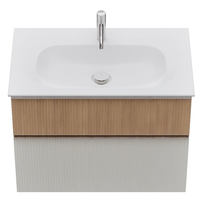 burgbad Fiumo 2.0 Mineralguss-Waschtisch mit Waschtischunterschrank 82 cm, mit Griff G0146