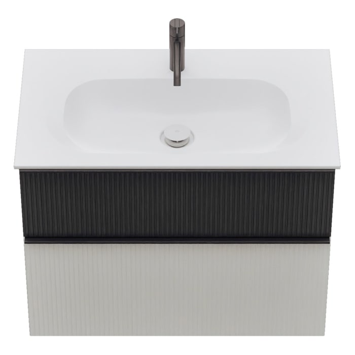 burgbad Fiumo 2.0 Mineralguss-Waschtisch mit Waschtischunterschrank 82 cm, mit Griff G0200