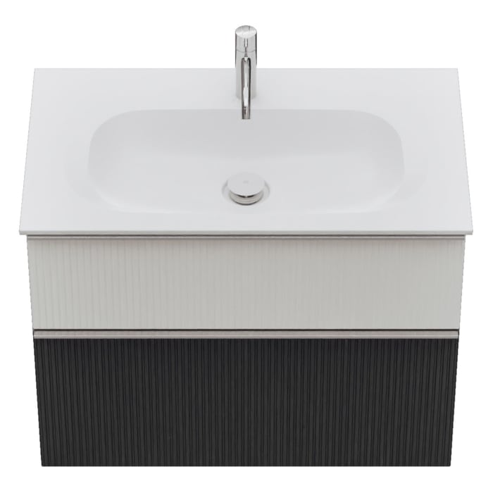 burgbad Fiumo 2.0 Mineralguss-Waschtisch mit Waschtischunterschrank 82 cm, mit Griff G0146