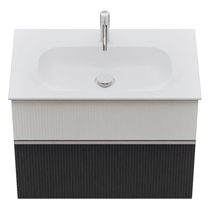 burgbad Fiumo 2.0 Mineralguss-Waschtisch mit Waschtischunterschrank 82 cm, mit Griff G0146