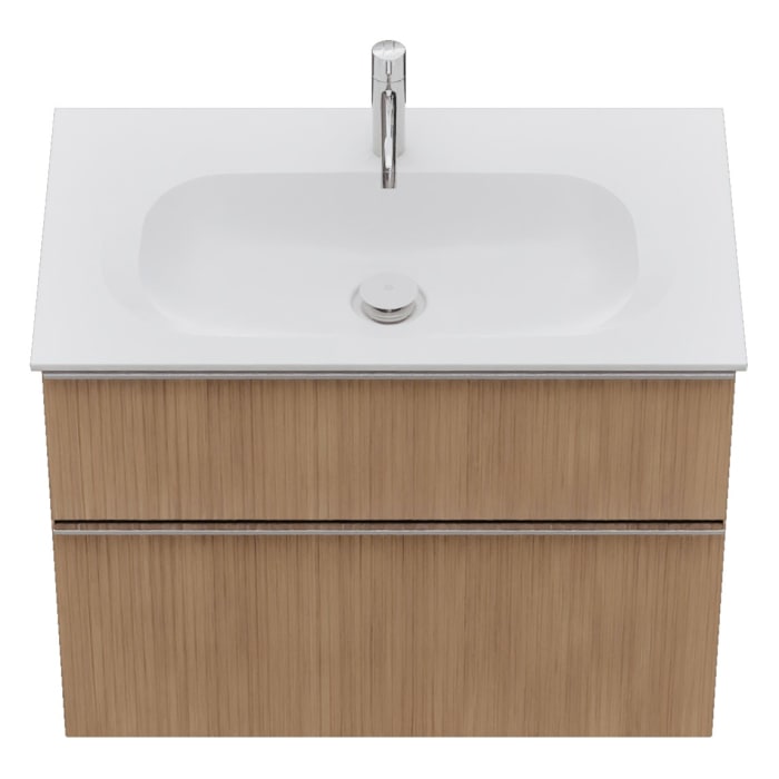 burgbad Fiumo 2.0 Mineralguss-Waschtisch mit Waschtischunterschrank 82 cm, mit Griff G0146