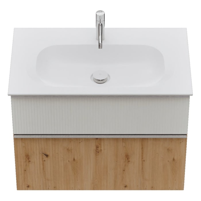 burgbad Fiumo 2.0 Mineralguss-Waschtisch mit Waschtischunterschrank 82 cm, mit Griff G0146