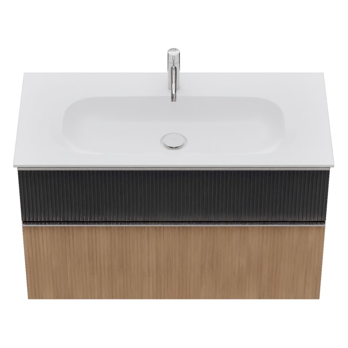 burgbad Fiumo 2.0 Mineralguss-Waschtisch mit Waschtischunterschrank 102 cm, mit Griff G0146