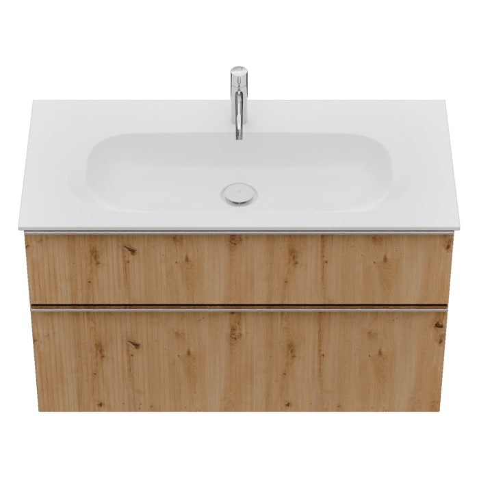 burgbad Fiumo 2.0 Mineralguss-Waschtisch mit Waschtischunterschrank 102 cm, mit Griff G0146