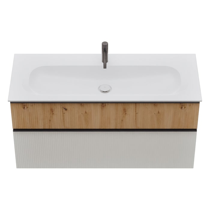 burgbad Fiumo 2.0 Mineralguss-Waschtisch mit Waschtischunterschrank 122 cm, mit Griff G0200