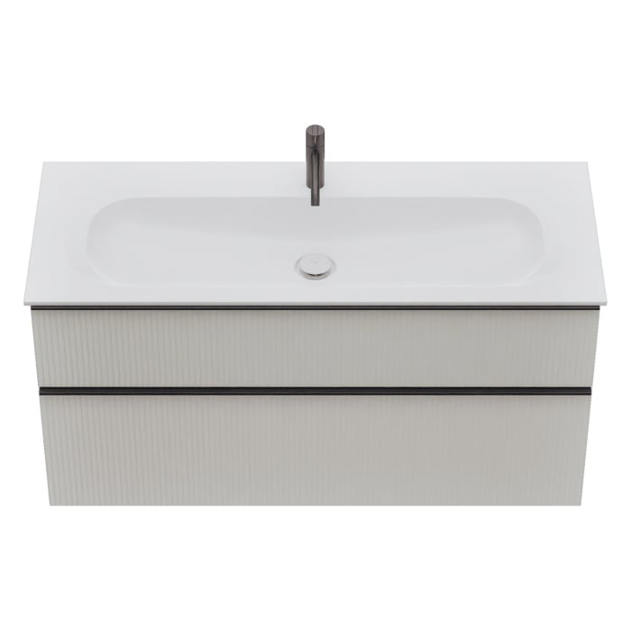 burgbad Fiumo 2.0 Mineralguss-Waschtisch mit Waschtischunterschrank 122 cm, mit Griff G0200