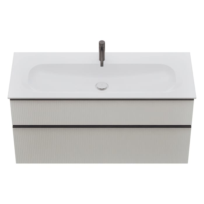 burgbad Fiumo 2.0 Mineralguss-Waschtisch mit Waschtischunterschrank 122 cm, mit Griff G0200