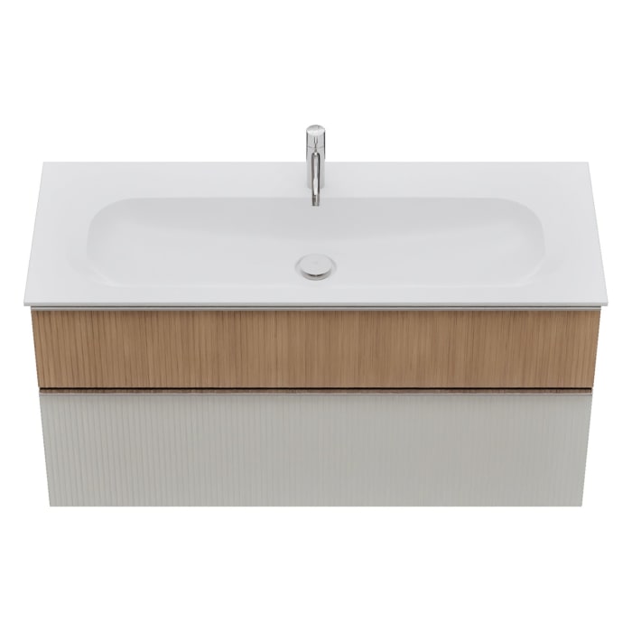 burgbad Fiumo 2.0 Mineralguss-Waschtisch mit Waschtischunterschrank 122 cm, mit Griff G0146