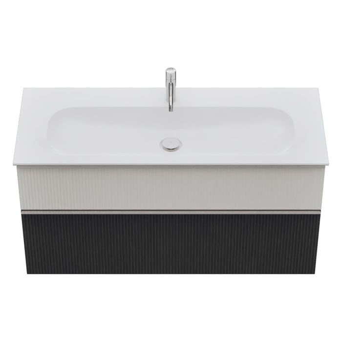 burgbad Fiumo 2.0 Mineralguss-Waschtisch mit Waschtischunterschrank 122 cm, mit Griff G0146