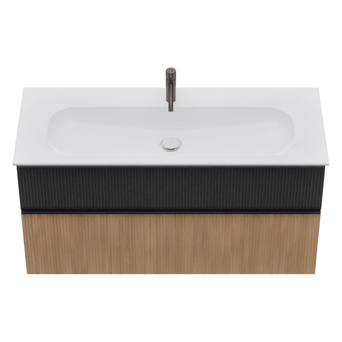 burgbad Fiumo 2.0 Mineralguss-Waschtisch mit Waschtischunterschrank 122 cm, mit Griff G0200