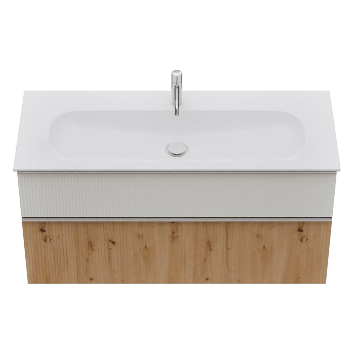 burgbad Fiumo 2.0 Mineralguss-Waschtisch mit Waschtischunterschrank 122 cm, mit Griff G0146