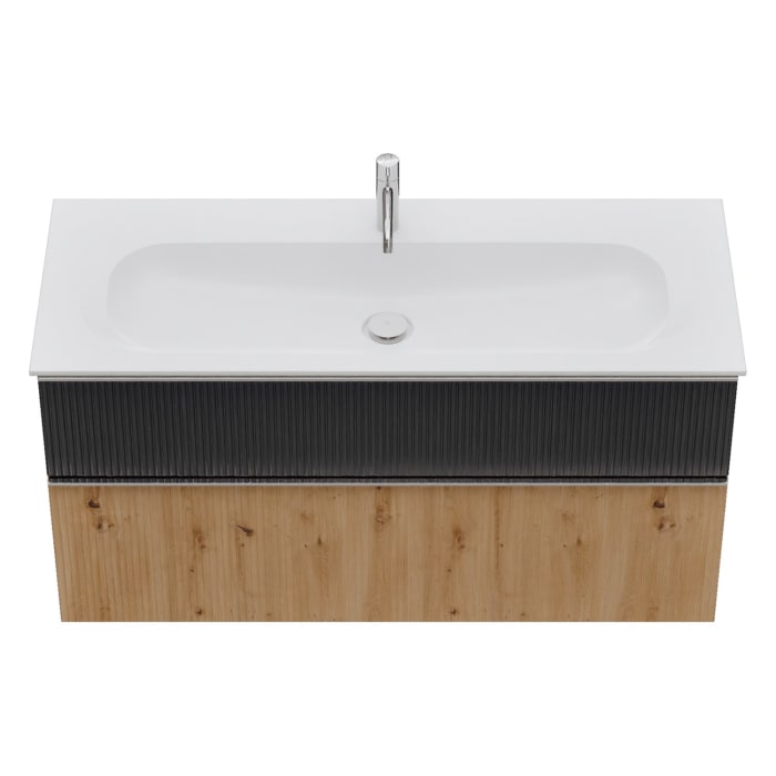 burgbad Fiumo 2.0 Mineralguss-Waschtisch mit Waschtischunterschrank 122 cm, mit Griff G0146